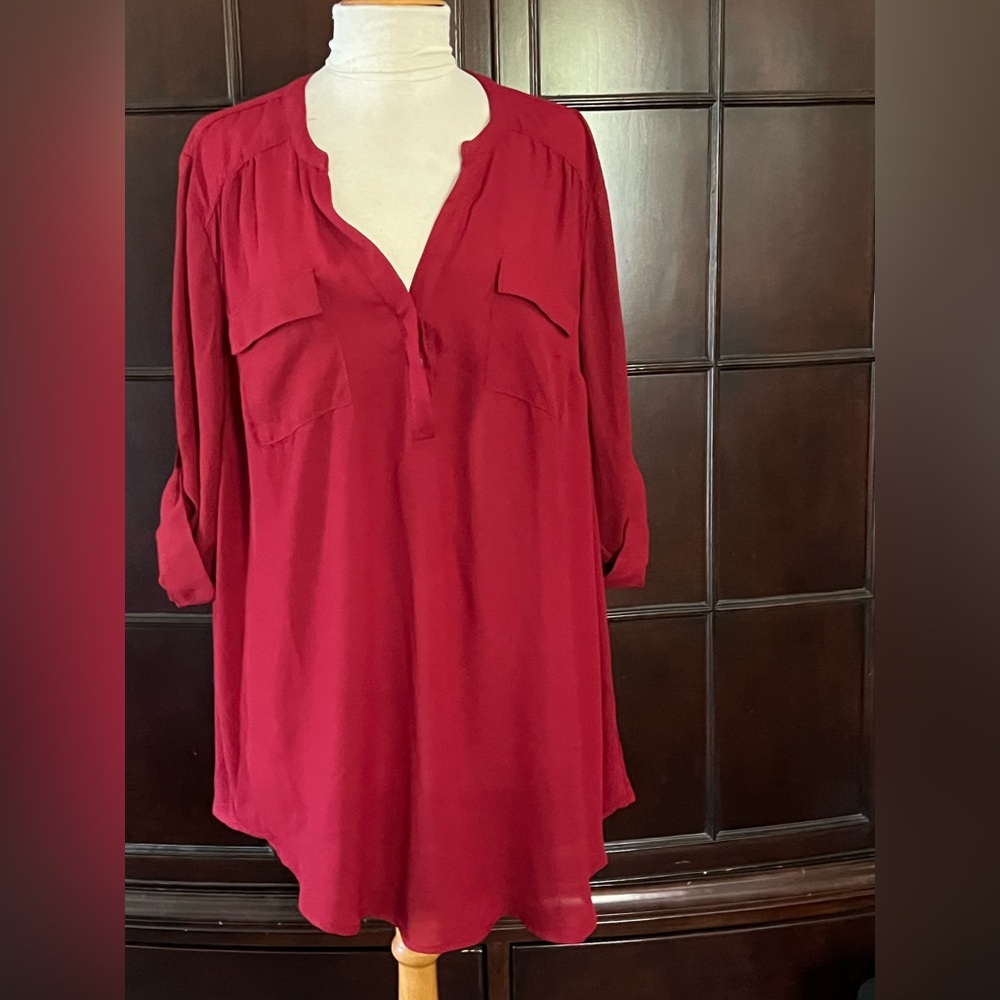 Torrid Harper Georgette Pullover 3/4 Sleeve Tunic Blouse